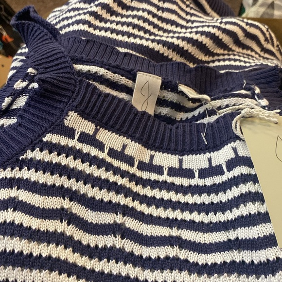 JOIE Striped Knit Crochet Sleeveless Long Dress Navy Blue & White Large NWT - Picture 10 of 11